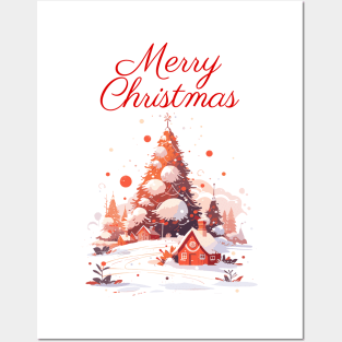 Merry Christmas decorated tree Posters and Art